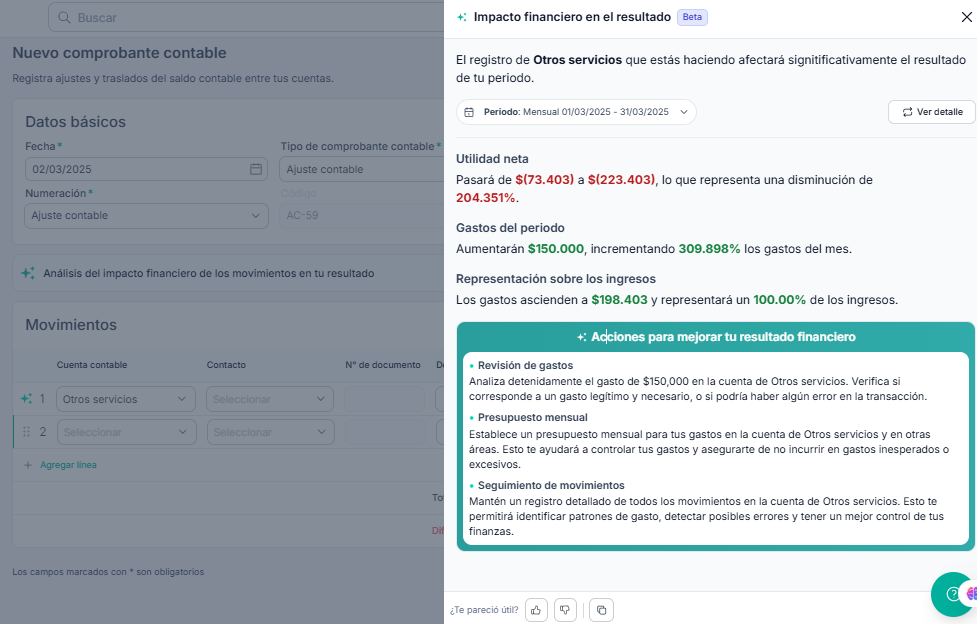 imagen de ejemplo sobre el análisis predictivo del estado de resultados, a partir de movimientos contables.